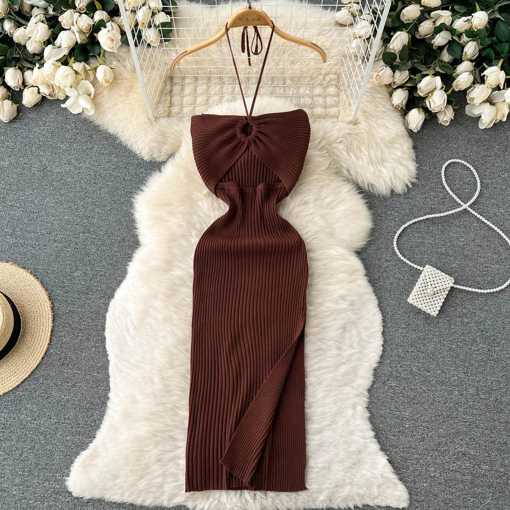 YuooMuoo Chic Fashion Sexy Package Hips Split Knitted Summer Dress 2025 Women Slim Elastic Bodycon Party Dress Streetwear Outfit Beauty World Shop