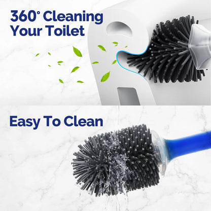 Water Spray Silicone Toilet Brush 40cm Long Handle Refillable Silicone TPR Brush With Wall-Mounted Bathroom Cleaning Accessories Beauty World Shop