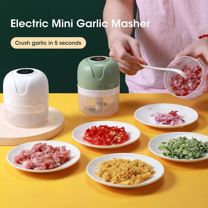 250ml Garlic Masher Crusher Electric Kitchen Food Chopper USB Portable Meat Grinder Vegetable Chopper for Kitchen Gadgets Beauty World Shop
