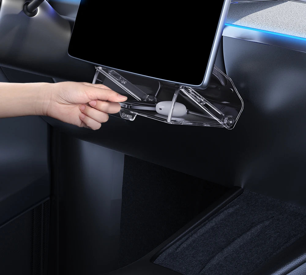 YZ For 2021-2025 Tesla Highland Model 3 Y Juniper Tray Magnetic Under Screen Hidden Storage Box Magnetic Hidden Screen Box Beauty World Shop