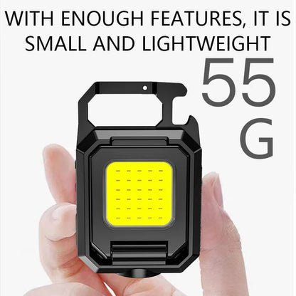 XPE Pocket Work Light 1000LM COB LED Mini Keychain Light USB Rechargeable Flashlight IPX4 Waterproof for Outdoor Camping Hiking Beauty Fashion