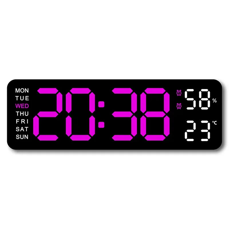 9 Inch Large Digital Wall Clock USB Powered TEMP Humidity Week Auto Dimmer DST Table Clock 12/24H Electronic LED Alarm Clock Beauty World Shop
