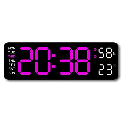 9 Inch Large Digital Wall Clock USB Powered TEMP Humidity Week Auto Dimmer DST Table Clock 12/24H Electronic LED Alarm Clock Beauty World Shop