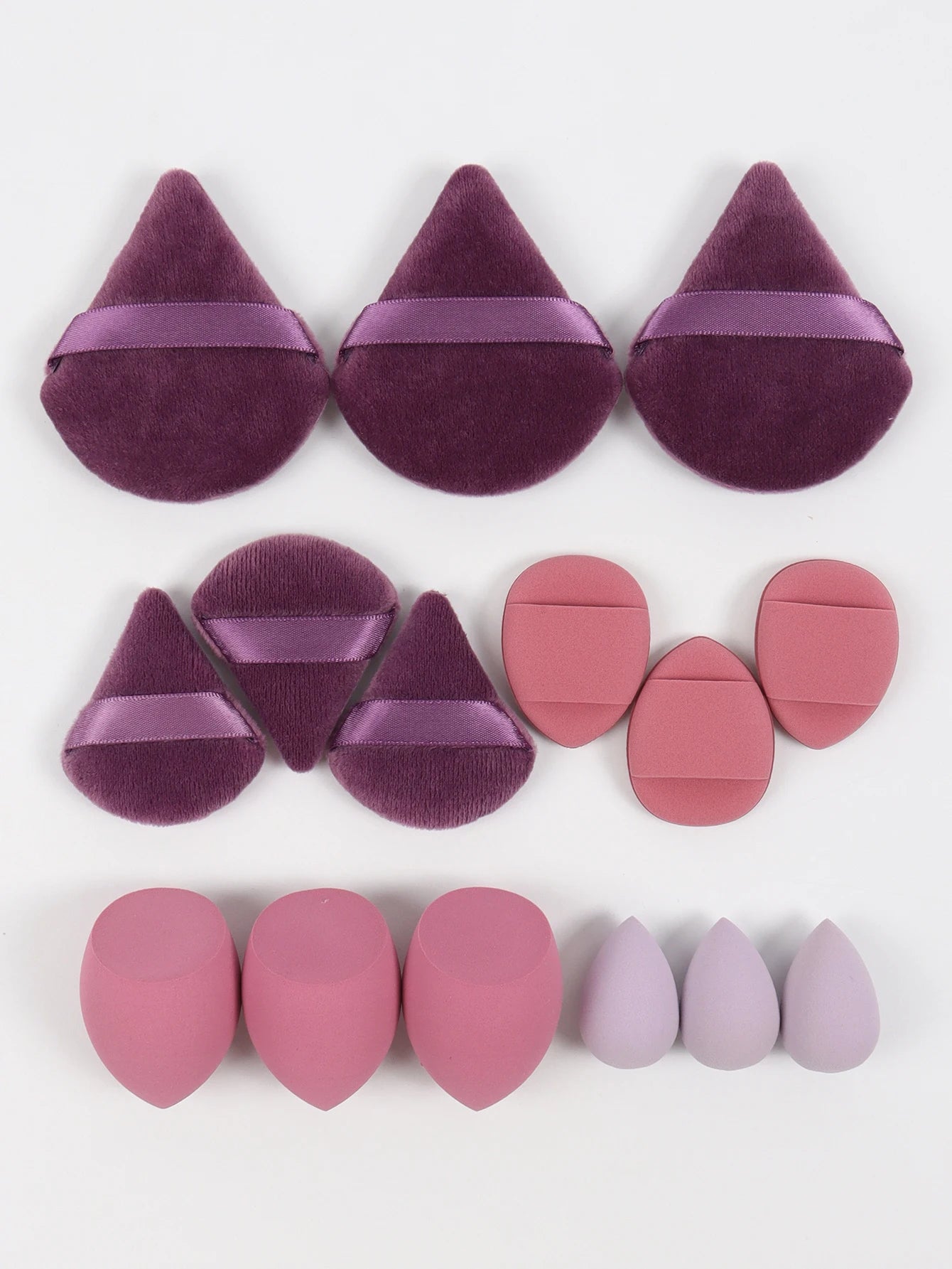 Multi Effect 15 Piece Set 3 Loose Powder Puffs&3 Mini Loose Powder Puffs&3 Medium-Sized Eggs&3 Mini Eggs&3 Air Cushions. Founda Beauty World Shop