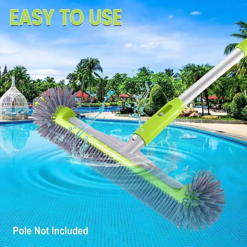 17.5" Heavy Duty Aluminum Pool Brush Head With 7 Rows Nylon Bristles For Pool Wall Steps Corner Cleaning Beauty World Shop