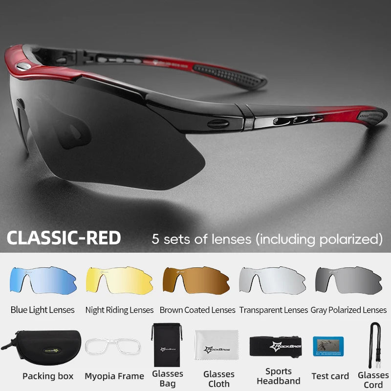 ROCKBROS Cycling Polarized glasses Bike Outdoor Sports Sunglasses MTB Road PC Goggles Eyewear Glasses 5/3 Lens Bicycle Accessory Beauty World Shop