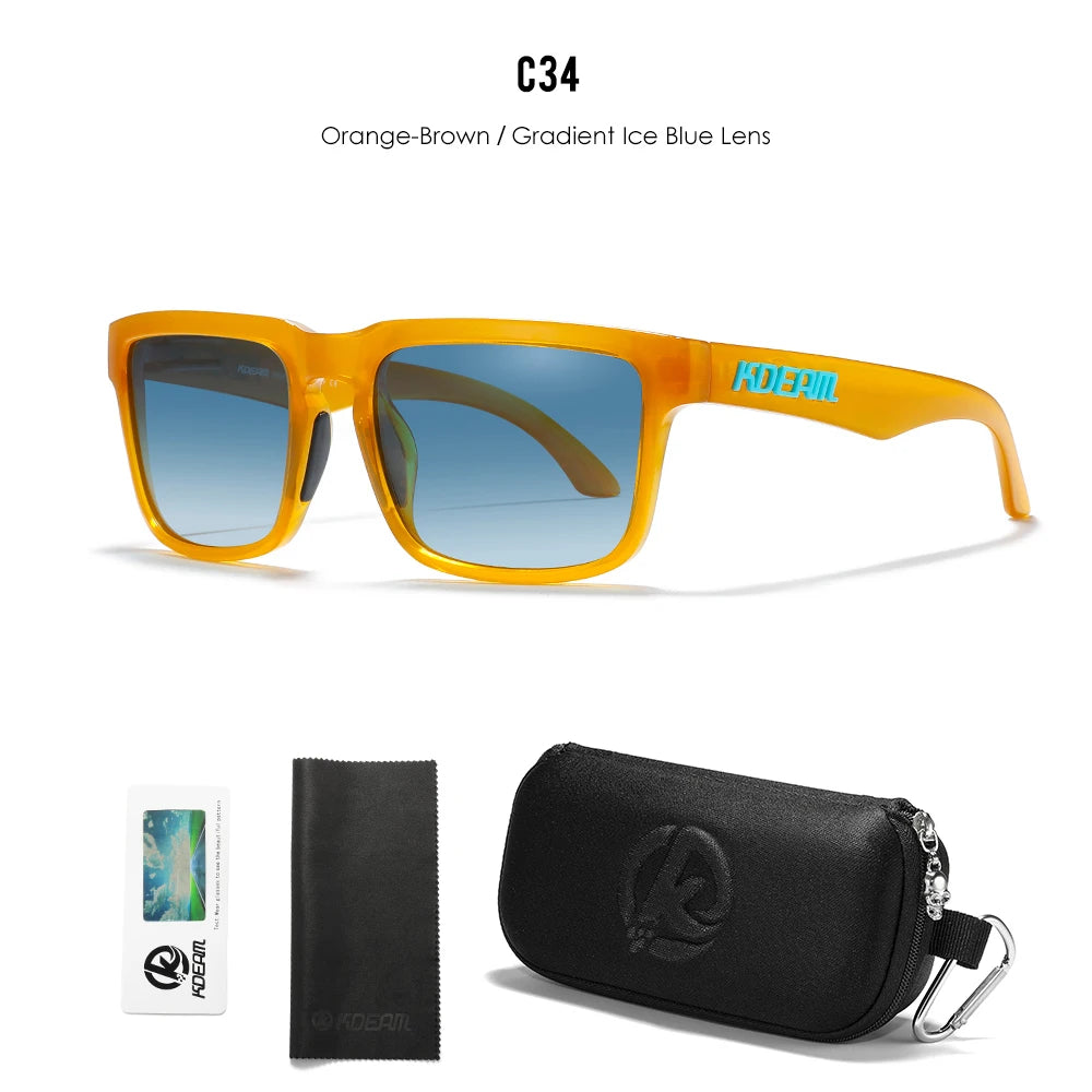 KDEAM Men's Polarized Sunglasses Square Casual Outdoors Sun Glasses Women Unisex Sunglass For Couple With Zipper Case Beauty World Shop