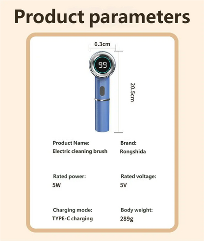 HOMEFISH Electric Spin Scrubber With 5 Replaceable Brush Head, Three-speed Adjustable Handheld Rechargeable Shower Scrubber