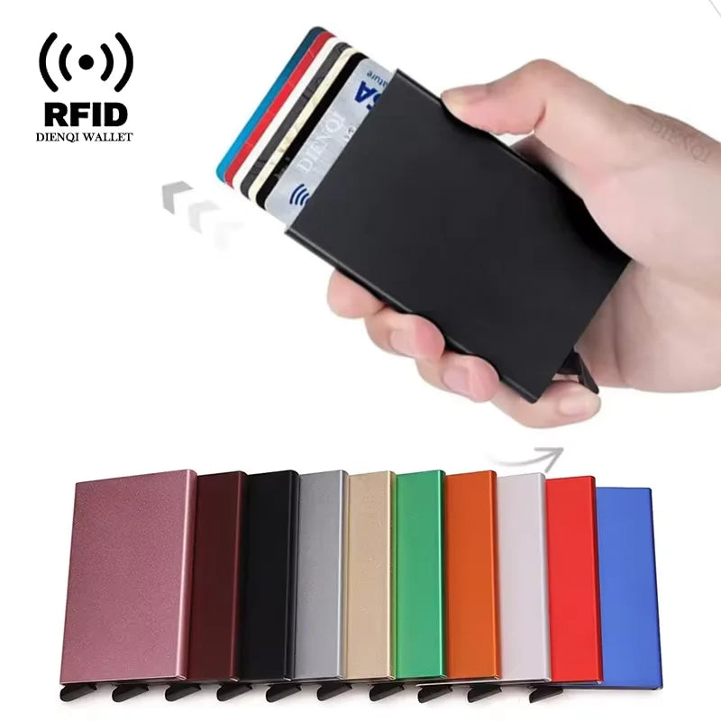 Rfid Smart Wallet Card Holder Metal Thin Slim Men Women Wallets Pop Up Minimalist Wallet Small Black Purse Vallet Walets for Men Beauty World Shop