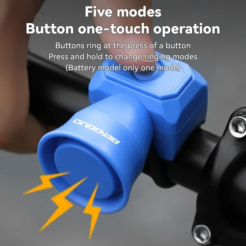 Bicycle Horn Mountain Bike Battery/USB Charging Waterproof Electronic Bike Bell Riding Equipment Children's Scooter Accessories Beauty World Shop