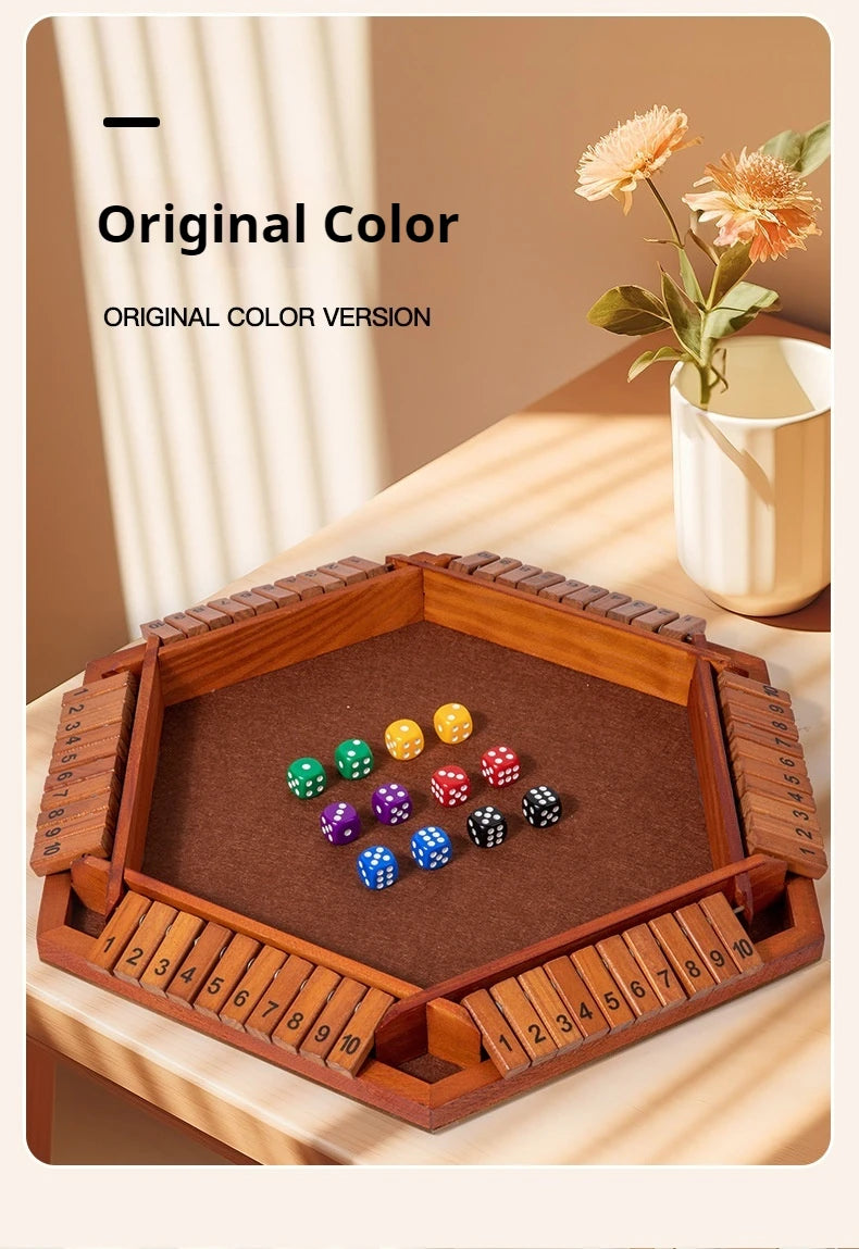 Six Sided Flipping Game, Wooden Number Game, Shut The Box Dice Game - Parent-Child Board Game, Bar Party, Leisure Gambling Game Beauty World Shop