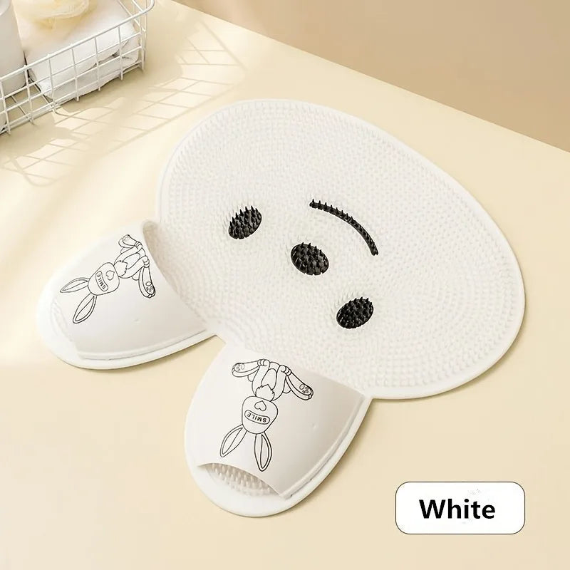 1pc，Rabbit Bathroom Shower Anti Slip Mat, Circular Massage Foot Mat, Back Suction Cup,Foot Scrubber, Back Scrubber Beauty World Shop