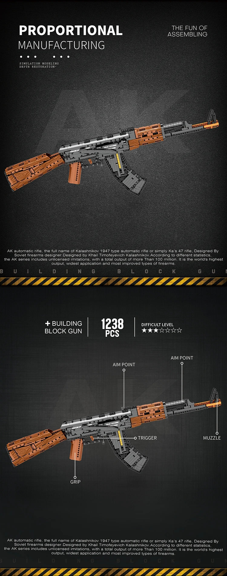 AK47 Assault Rifle Model Building Blocks Military Army Weapon Shootable Imitation Gun Bricks Children’s Holiday Gifts DIY Toys Beauty World Shop