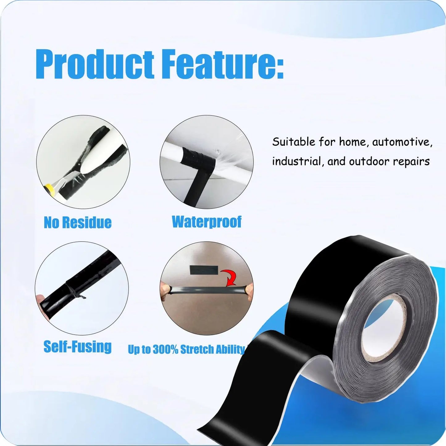 Insulating pipe tape with super waterproof, leak-stopping, sealing and repair performance is suitable for silicone kitchens Beauty World Shop