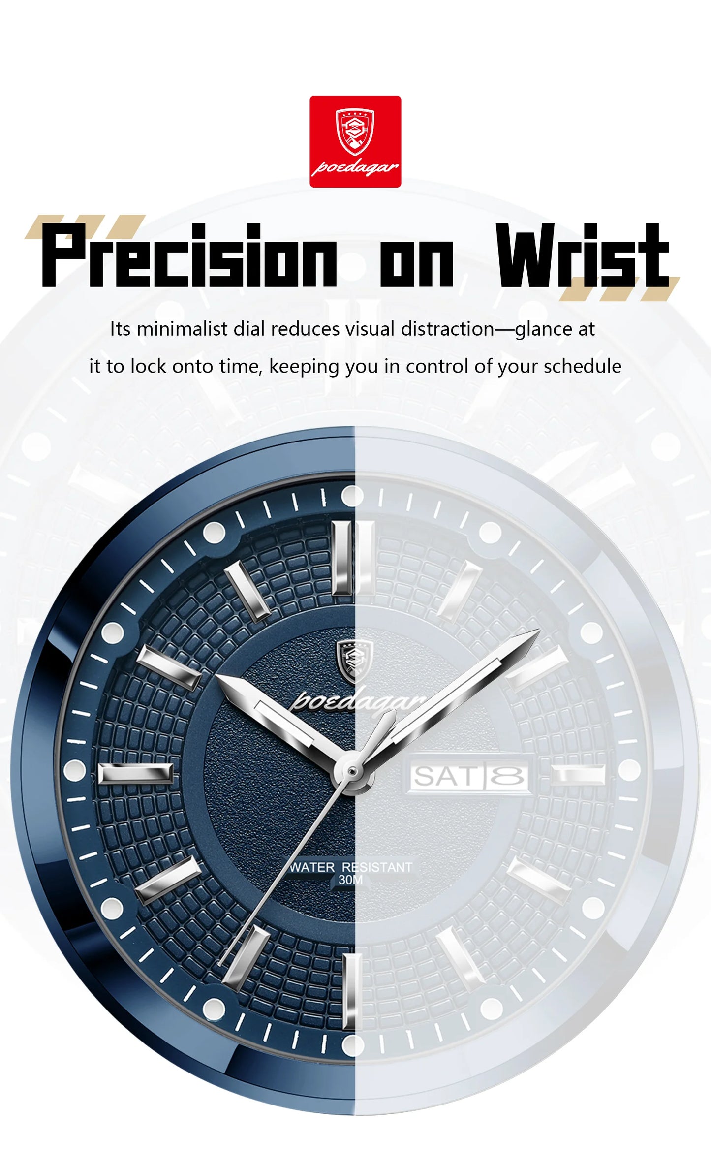 POEDAGAR Fashion Brand Man Wristwatch Waterproof Luminous Date Week Quartz Luxury Men's Watches Leather Business Men Watch Reloj Beauty World Shop