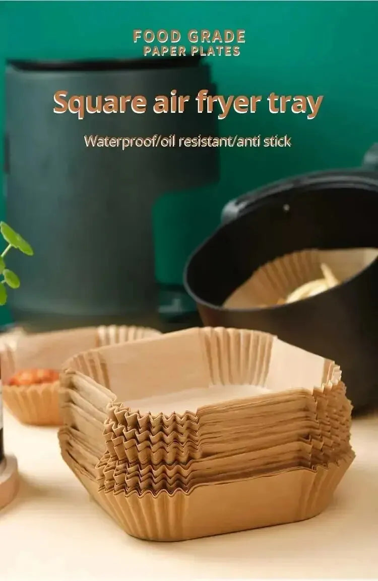 50Pcs Air Fryer Disposable Paper Non-Stick Airfryer Baking Papers Round Air-Fryer Paper Liners Paper Kitchen Accessories Beauty World Shop