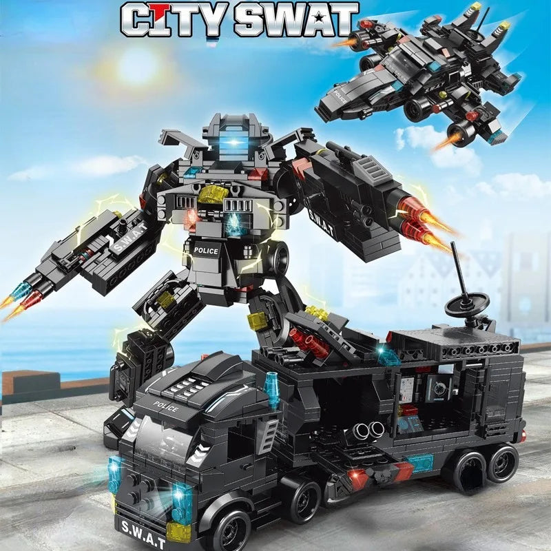 Compatible with Lego 585Pcs City Police Station SWAT Truck Car Building Blocks DIY Toys for Boys Kids Gifts Beauty World Shop