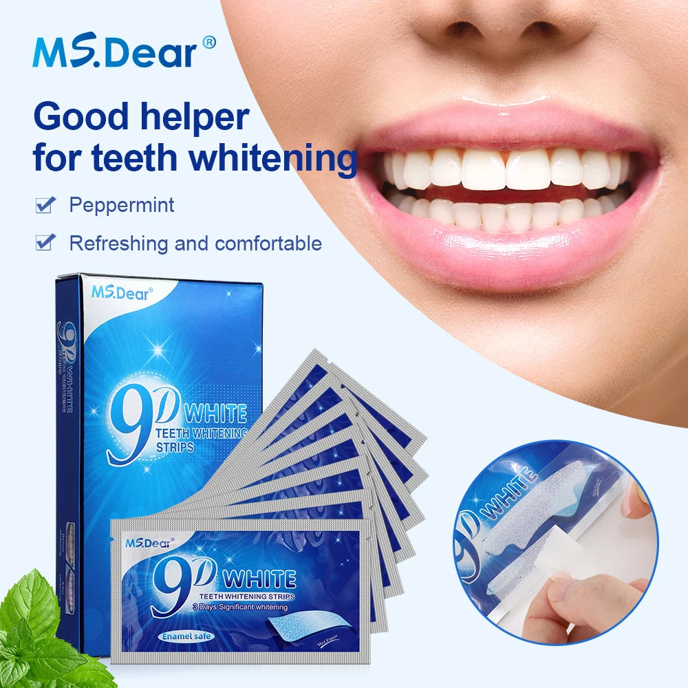 9D Gel White Teeth Cleaning Strips Oral Hygiene Care Double Elastic Teeth Bleaching Strips False Teeth Veneers Tooth Beauty Tool Beauty World Shop