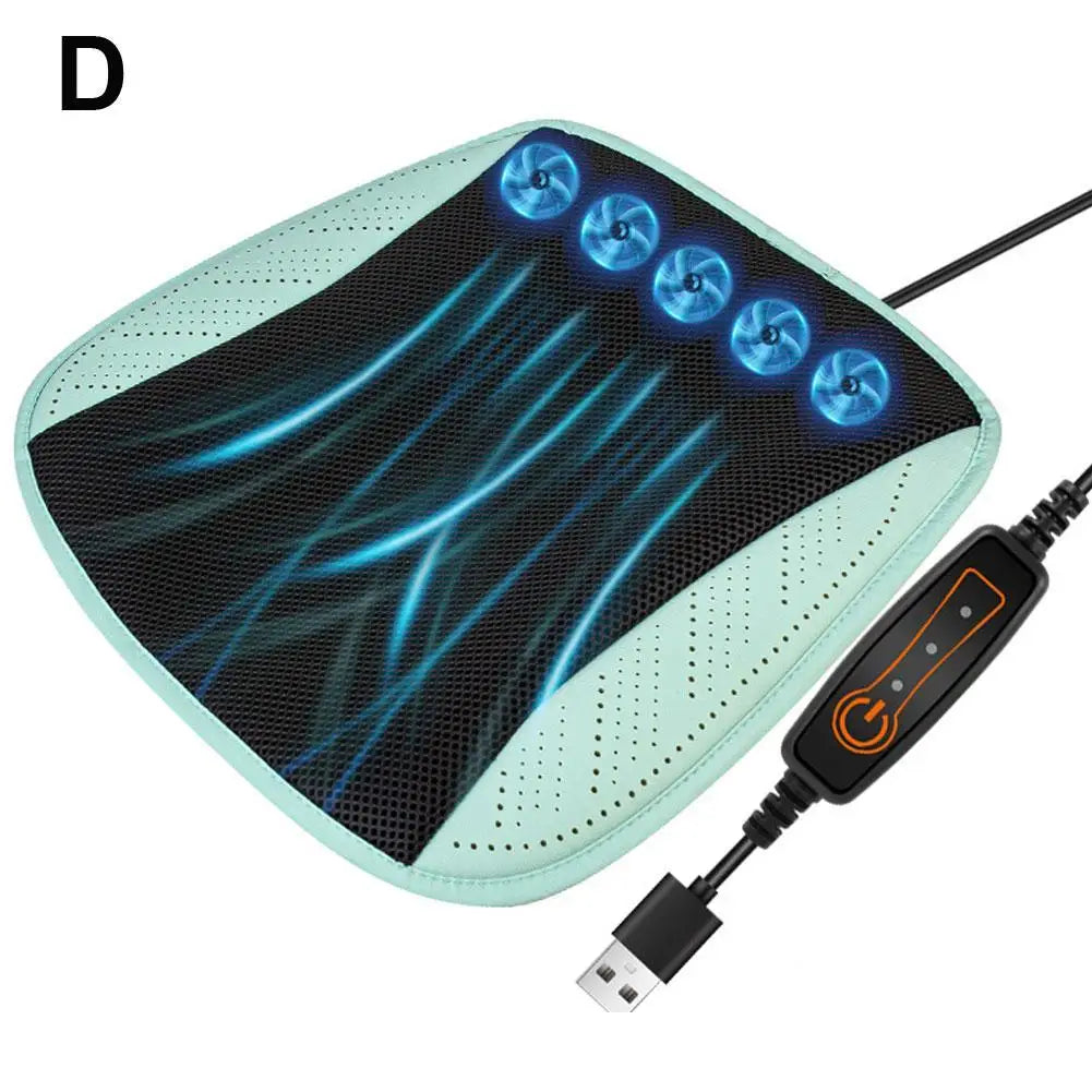 Summer Universal Car Cooling Cushion with 5/8 Fans, Three Wind Adjustment Cooled Chair Pad USB Seat Cushion Interior Accessories Beauty World Shop