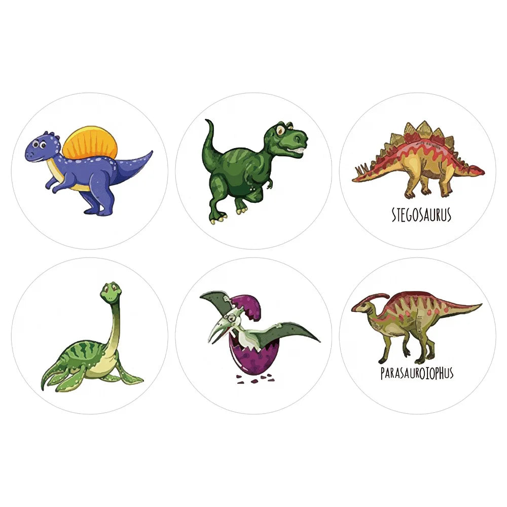100-500pcs 1'' Round Dinosaur Stickers for Teacher Reward Stickers School Supplies Animal Incentive Roll Sticker for Home Beauty World Shop