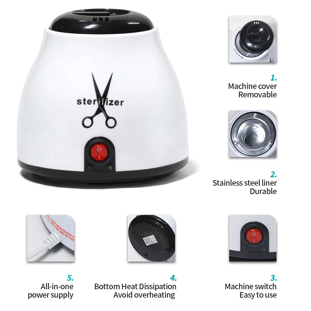 YIKOOLIN 100W Nail Tool Sterilizer Pot High Temperature to Clean Nail Tool  Disinfectant Jar Tweezer Disinfectant Container Beauty World Shop
