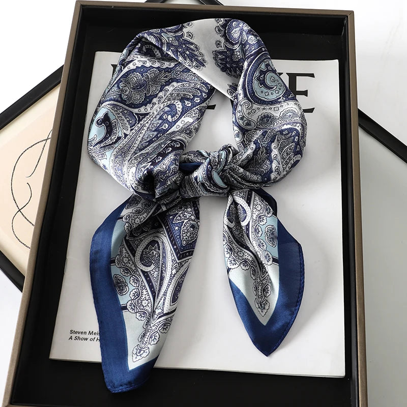 60Colors Luxury Scarf Women 70*70Cm Silk Feel Square Hair Wrapping Foulard Satin Shawl Big Size Head Bandana Hijab Handkerchief Beauty World Shop