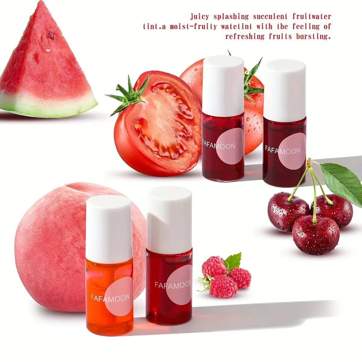 4 Color Fruity Lip Tint Water Gloss Tint, Moisturizing Waterproof Liquid Lipstick, Non-Stick, High Pigment, Long-Lasting Colors Beauty World Shop