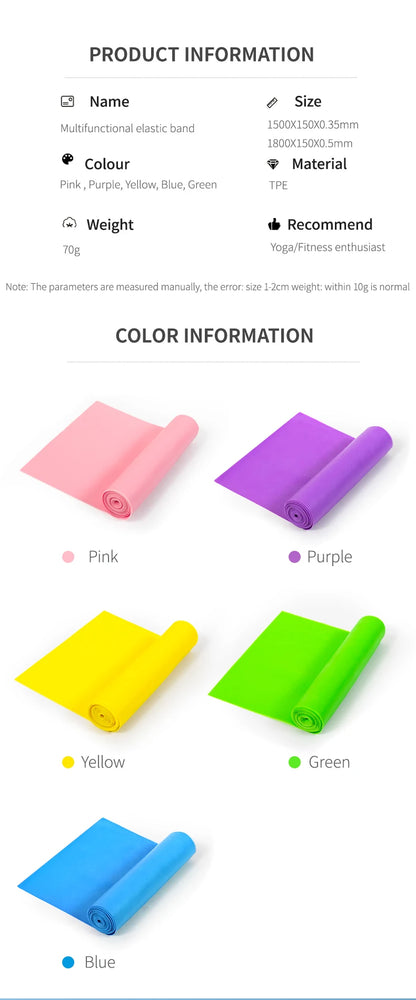 Yoga Pilates Elastic Resistance Band Fitness Training Band 150cm Fitness Elastic Rubber Gym Natural Rubber Beauty World Shop