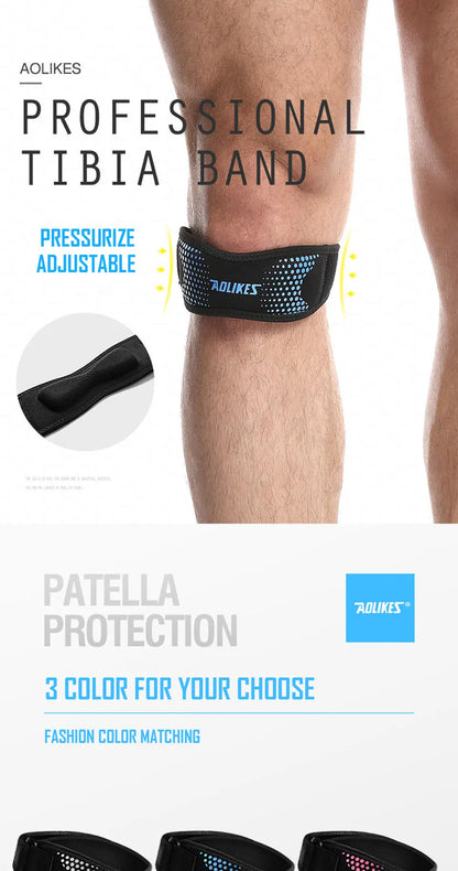 AOLIKES 1PCS Knee Braces for Knee Pain,Patella Knee Support Strap,Adjustable Patellar Tendon Stabilizer Band for Basketball Beauty World Shop