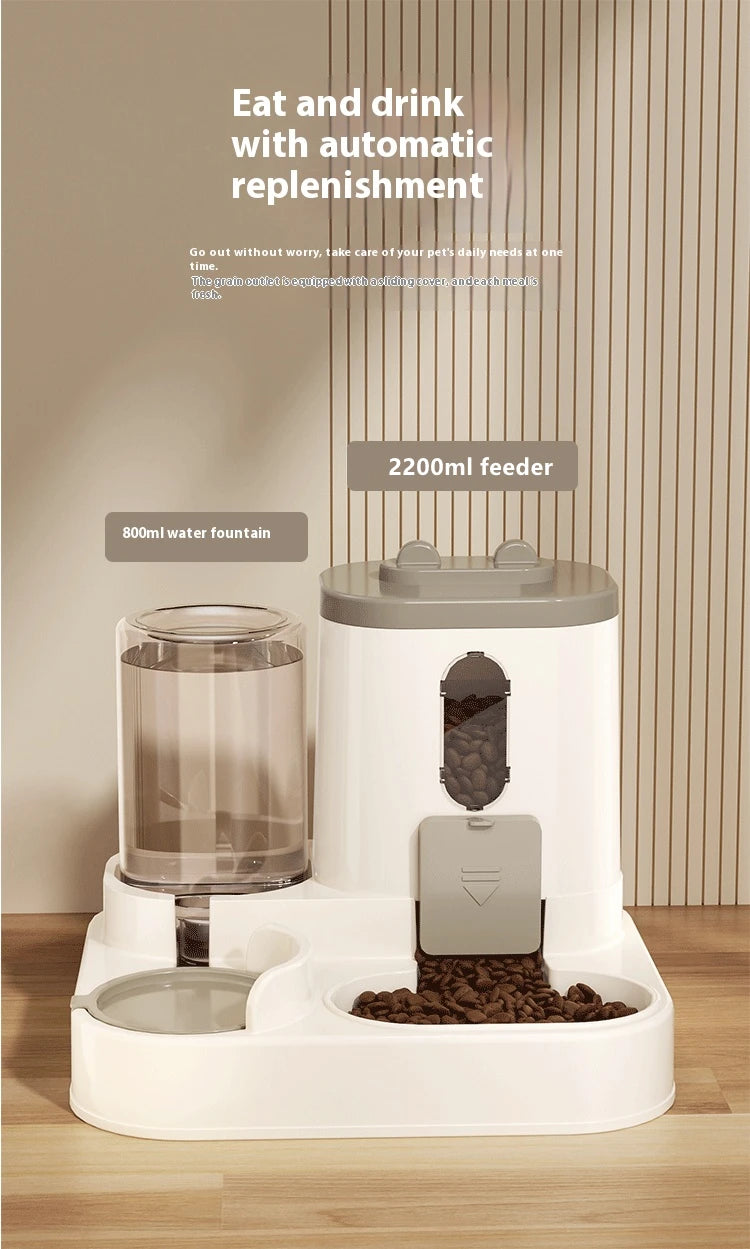 Automatic Dog Cat Feeder and Water Dispenser Gravity Food Feeder and Waterer Set with Pet Food Bowl Universal Pet Products