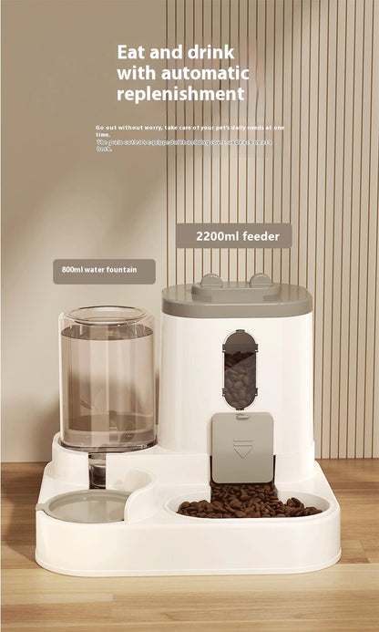 Automatic Dog Cat Feeder and Water Dispenser Gravity Food Feeder and Waterer Set with Pet Food Bowl Universal Pet Products