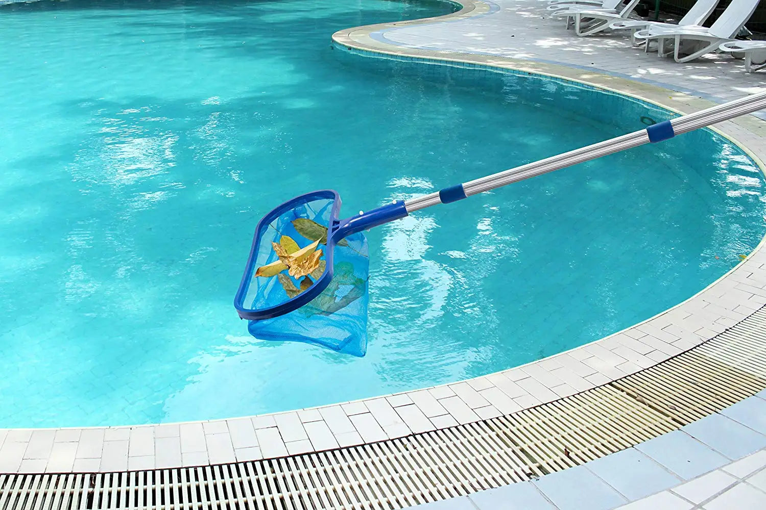 Deep Skimmer Net with 17"-40" Telescopic Pole Leaf Skimmer Fine Mesh Net Rake Net for Cleaning Above Ground Inground Pool Hot Tu Beauty World Shop