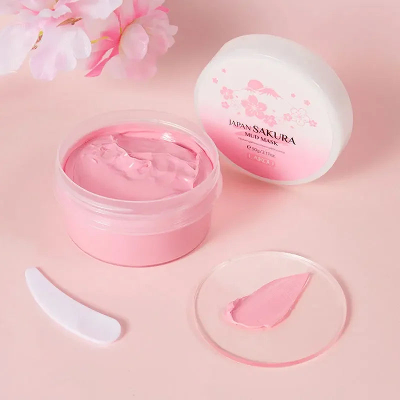 Laikou Sakura Mud Mask Deep Cleansing Oil Control Balance Antioxidan Shrink Pores Remove Blackheads Refreshing Facial Mask90/25g Beauty World Shop