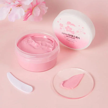 Laikou Sakura Mud Mask Deep Cleansing Oil Control Balance Antioxidan Shrink Pores Remove Blackheads Refreshing Facial Mask90/25g Beauty World Shop