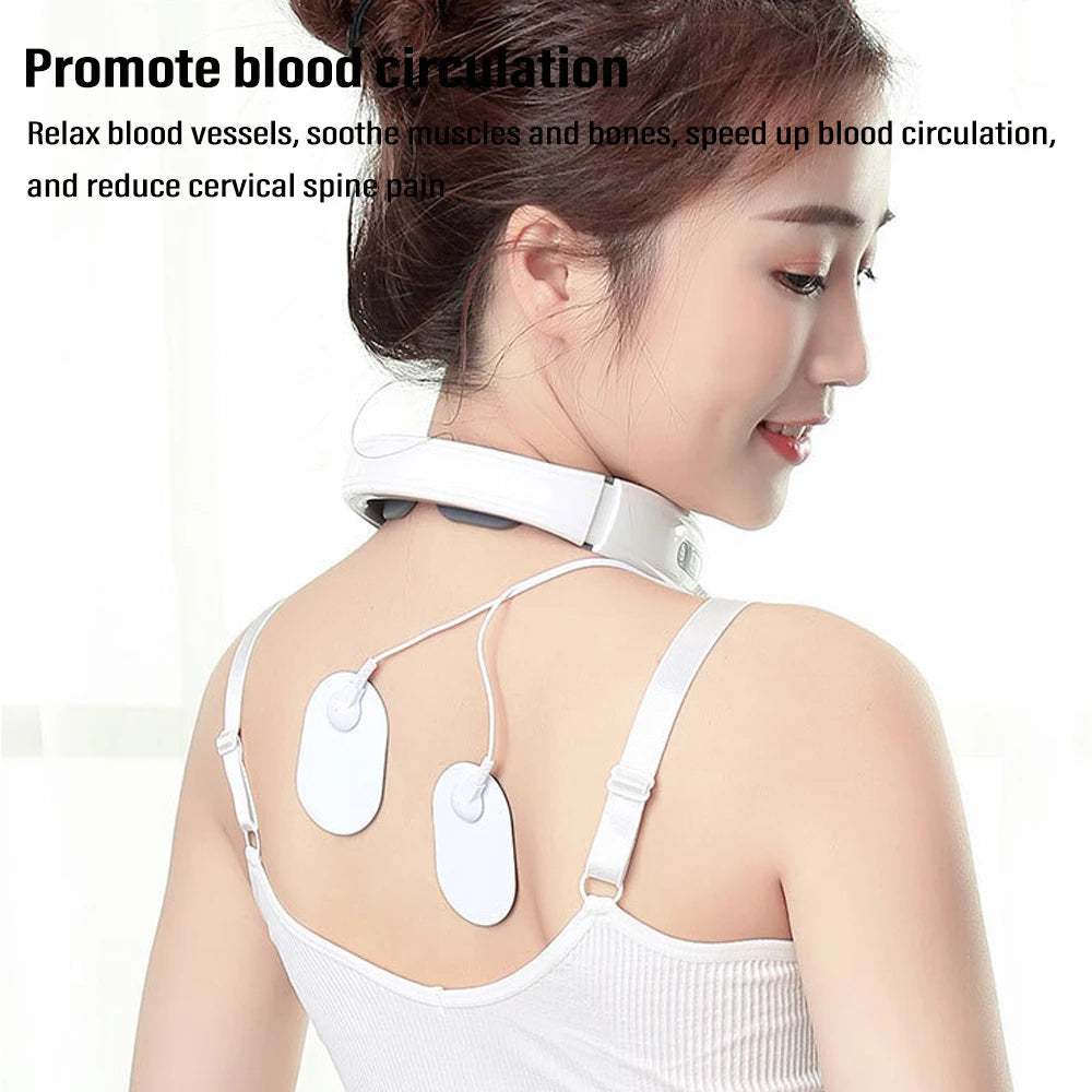 Ems Electric Neck Massager 6-Mode 9-Speed Massager Muscle Relaxation Battery Neck Massager Tool Relax Cervical Relief Pain Beauty World Shop