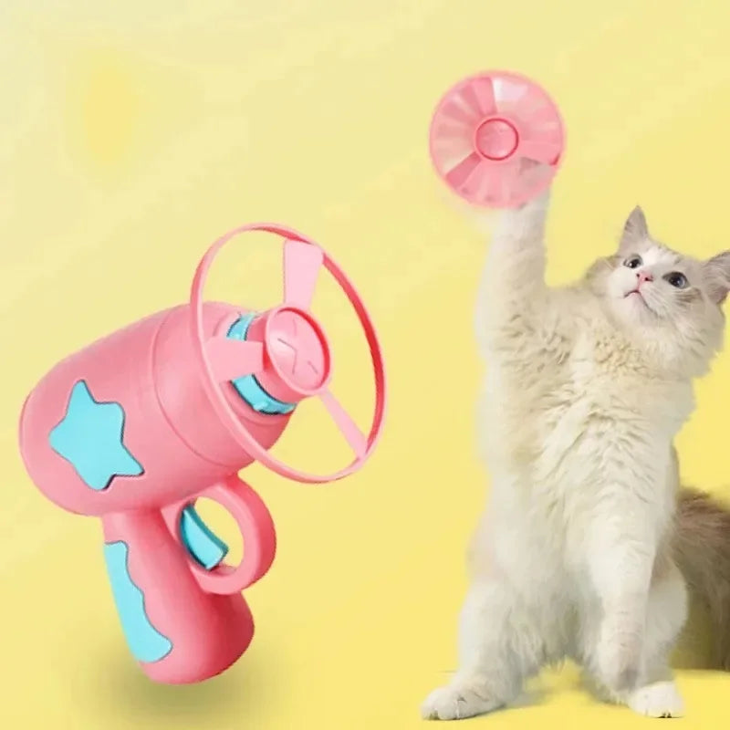 Funny Cat Toy Interactive Launch Pet Training Toy For Kitten Mini Flying Disc Shooting Gun Chasing Games Cat Toys Pet Supplies Beauty World Shop