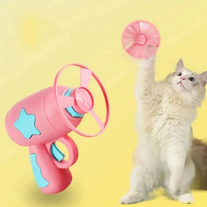 Funny Cat Toy Interactive Launch Pet Training Toy For Kitten Mini Flying Disc Shooting Gun Chasing Games Cat Toys Pet Supplies Beauty World Shop