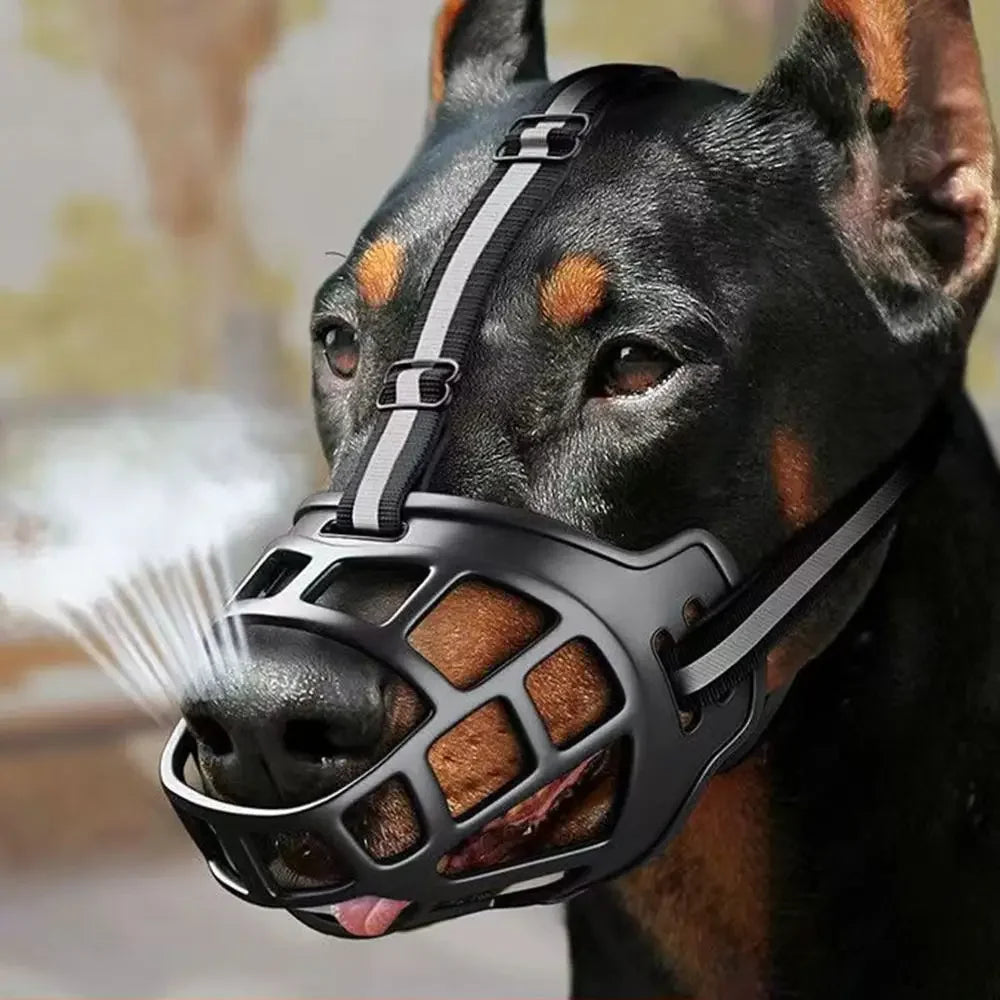 Adjustable Dog Muzzle Anti-Biting Dog Mouth Cover With Reflective Strip Can Drink Water Breathable Plastic Beauty World Shop