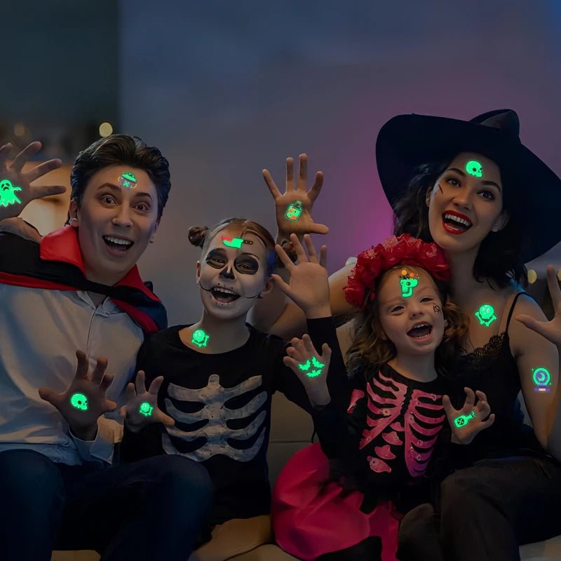 10Sheets Halloween Luminous Tattoo Stickers Ghost Pumpkin Kids Adults Halloween Party Decoration Glow In The Dark Supplies Gifts Beauty World Shop