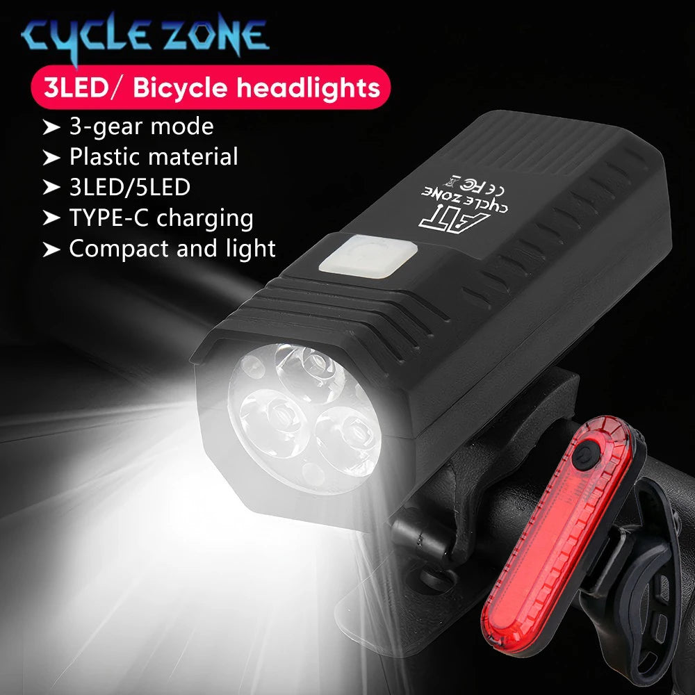 Bike Light Set Front Light with Taillight LED Rechargeable Bicycle Lights 3 Modes Headlight Easy to Install Night Cycling Lamp Beauty Fashion