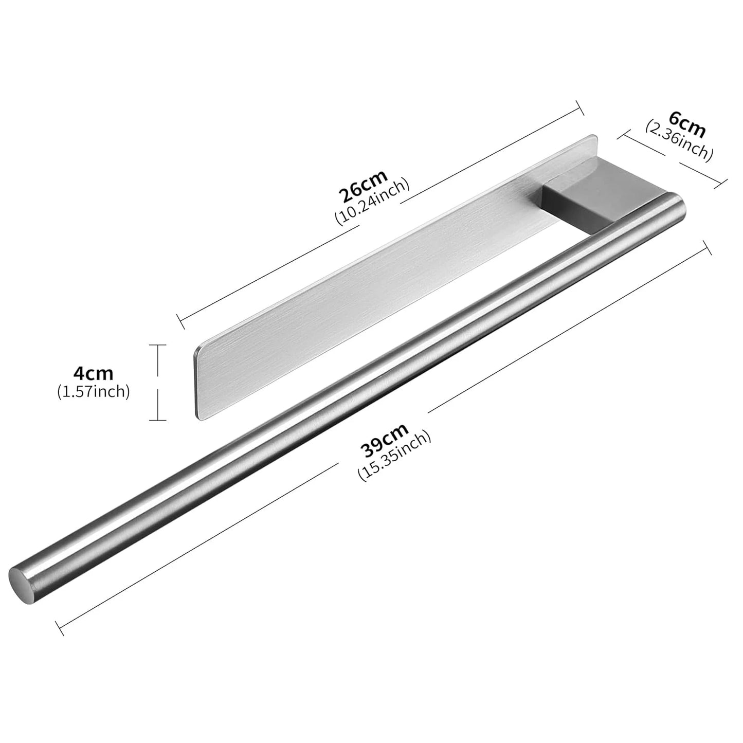 Bathroom Towel Racks No Drill Double Adhesive Towel Bar Stainless Steel Black 39 CM Towel Rack for Bathroom and Kitchen Beauty World Shop
