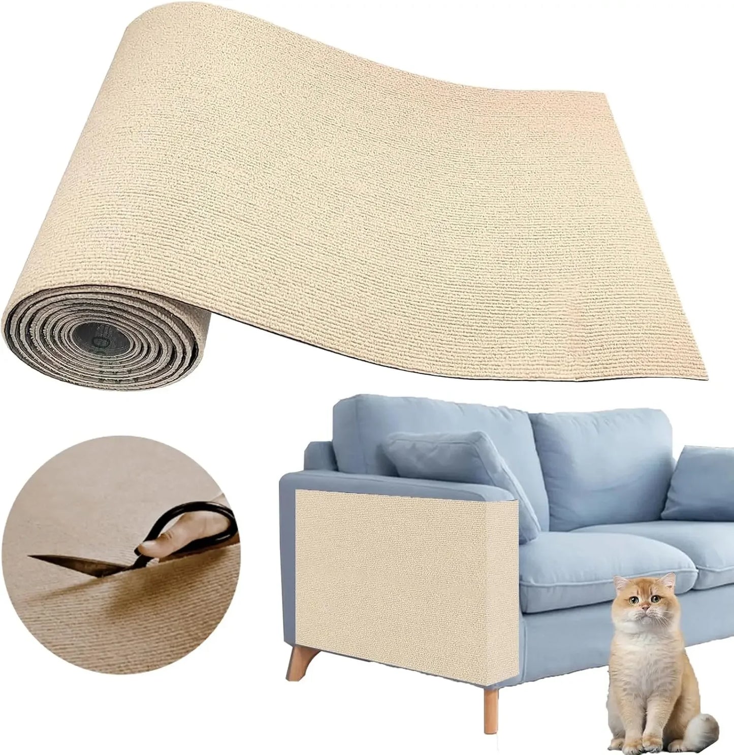 Trimmable Self-Adhesive Carpet Cats Scratch Board Wall Anti Cat Scratch Sofa Diy Cats Scratch Board Sofa Protection Paws Sharpen Beauty World Shop
