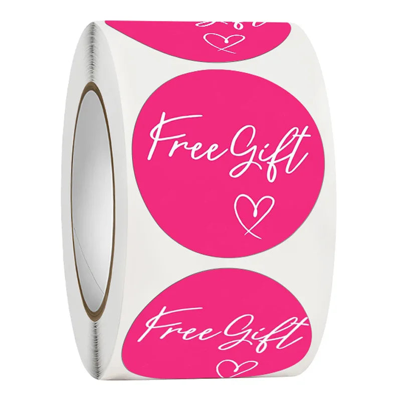 100-500pcs Free Gift Letters Labels Sticker Stationary Supplies Pink Thank You Sticker for Small Business Package Card 1 inch Beauty World Shop