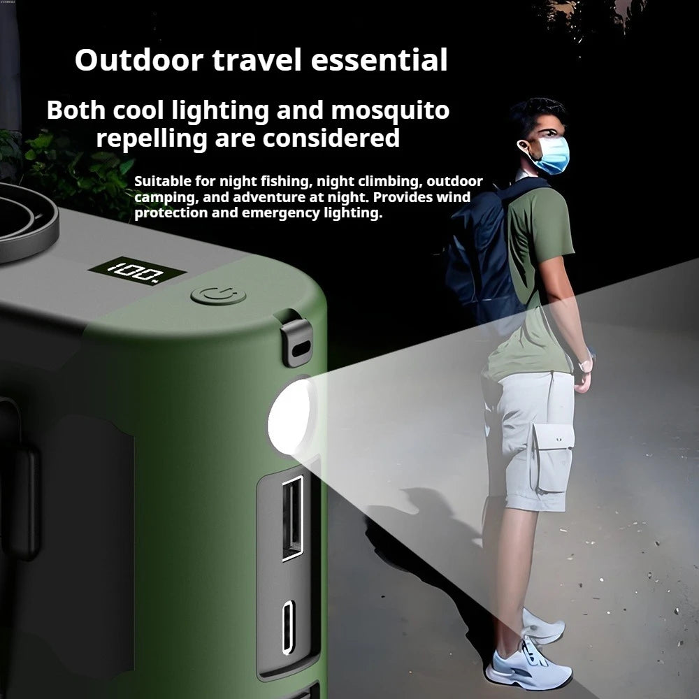 Portable Waist Clip Fan Mini USB Charging Hanging Fan with LED Flashlight Outdoor Single/dual Air Outlet Fan 20000/10000Mah F6/7 Beauty World Shop