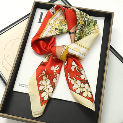 70x70cm Women Silk Scarf Small Satin Square Print Wrap Foulard Femme Handkerchief Bandana Neck Hair Skinny Tie Scarves Shawls Beauty World Shop