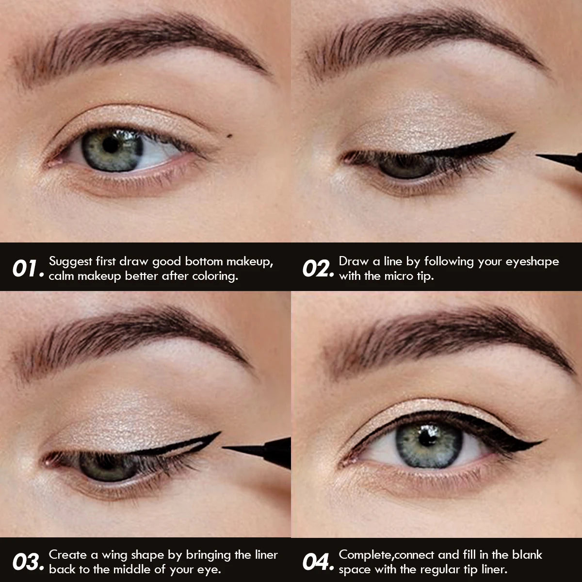 5PCS/Set Smooth Liquid Eyeliner Pen, Waterproof, Long-lasting Makeup, Black, Ultra-fine Pen Tip,Create A Charming Eye Makeup