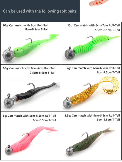 JYJ 1g 2g 3g 4g 5g 10g 20g 22g 25g 28g crank Jig head hook fishing hook head Jig lure hard bait soft worm jig hook for fishing Beauty World Shop