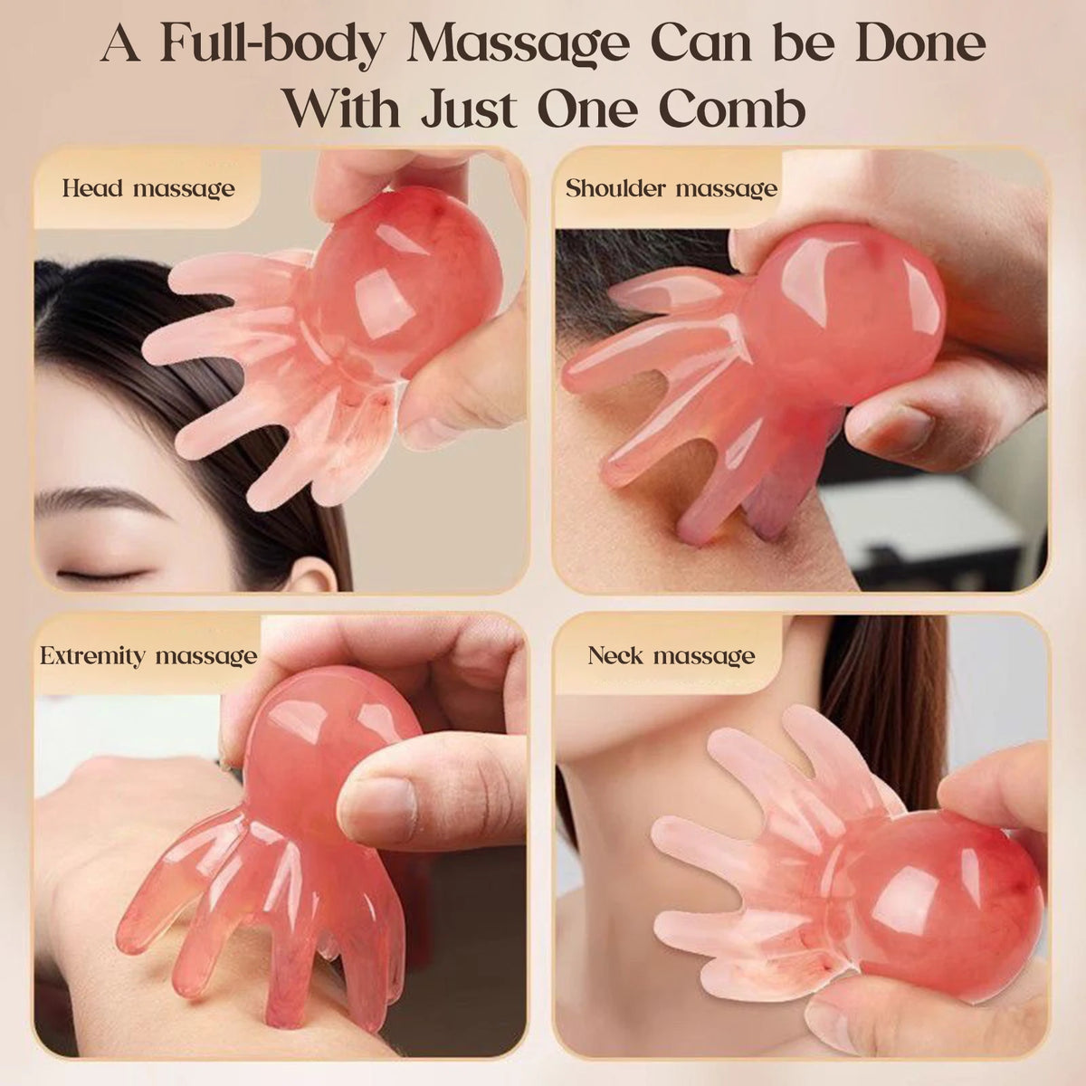 Octopus Head Massager Comb Head Meridian Manual Acupressure Tool Portable SPA Gua Sha Massage Comb Beauty World Shop
