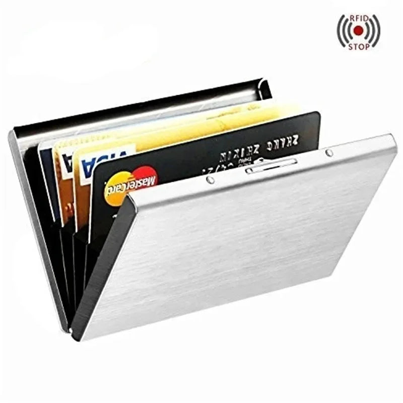 Anti-Scan RFID 6 Cards Large capacity Aluminum Metal Credit Card Holder Slim Blocking Wallet Case Business Card Protection Hold Beauty World Shop