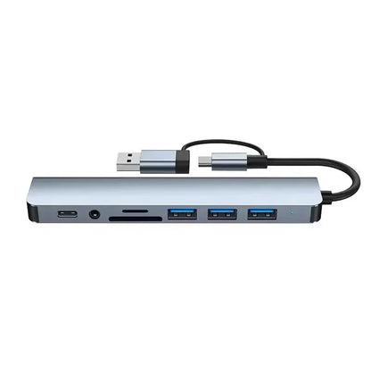 8 In 2 USB HUB With Splitter Card Reader, USB C Port, USB 3.0 / 2.0, SD/TF Splitter Card Reader, Docking Station Beauty World Shop